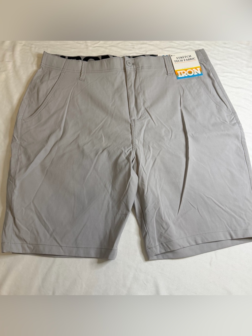 Iron Co Men’s Gray Stretch Tech Shorts Size 38‎ NWT Flat Front